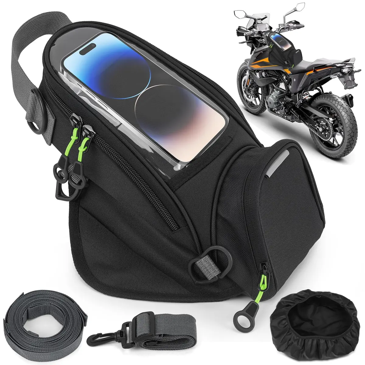 Bolsa para Moto com Visor Transparente (Navegação) e Compartimento para Celular | Bolsa Impermeável Universal para Tanque de Combustível | Armazenamento Gasolina/Óleo + Viagem Segura