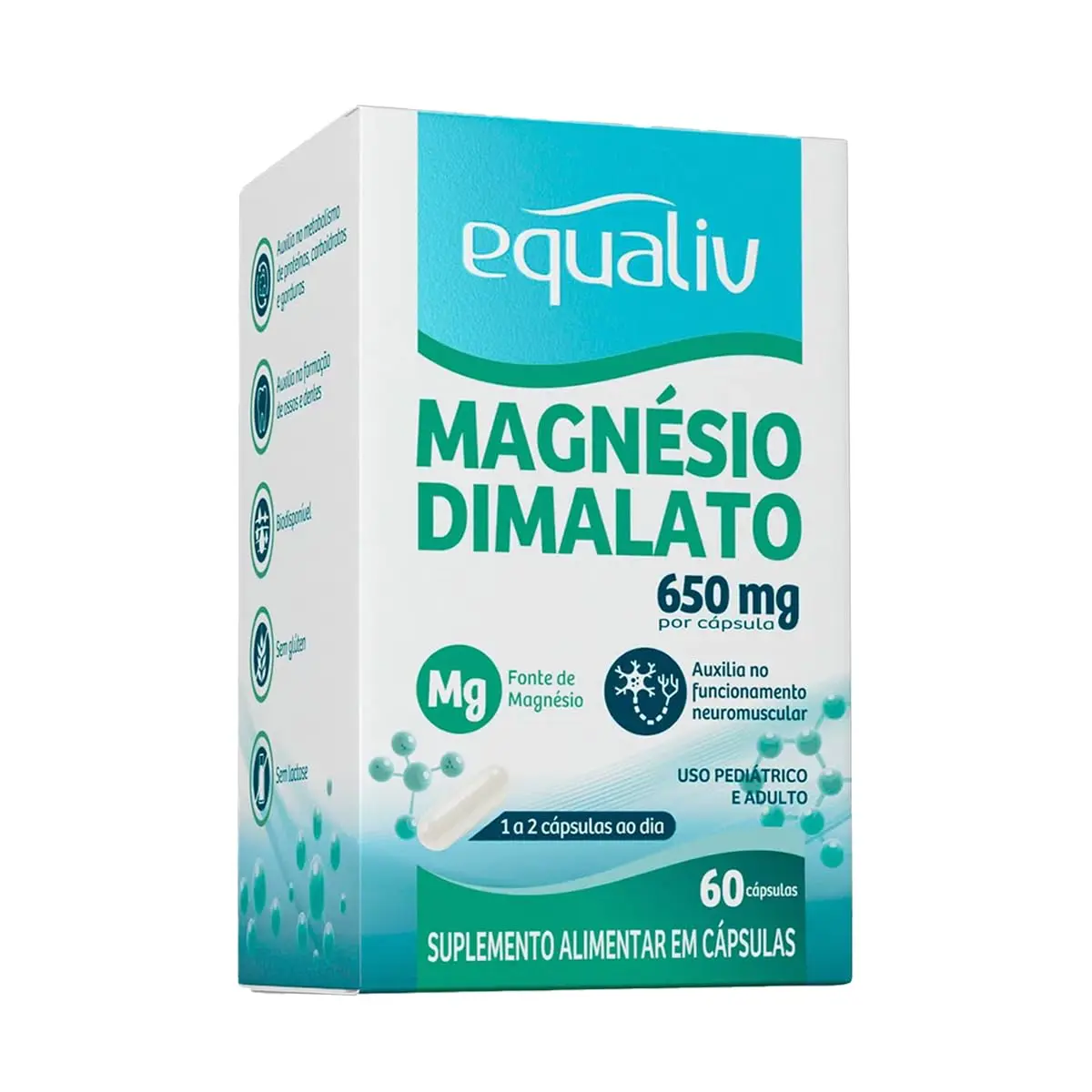 Equaliv Magnésio Dimalato 650mg 60 Cápsulas