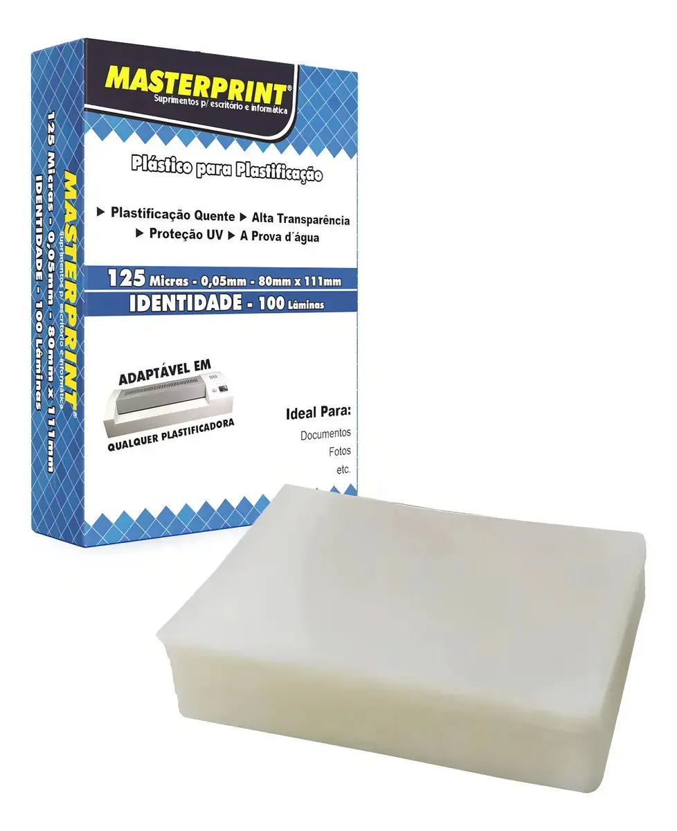 Plástico Para Plastificação Polaseal RG 11.1cm x 8cm - 100 unidades Masterprint