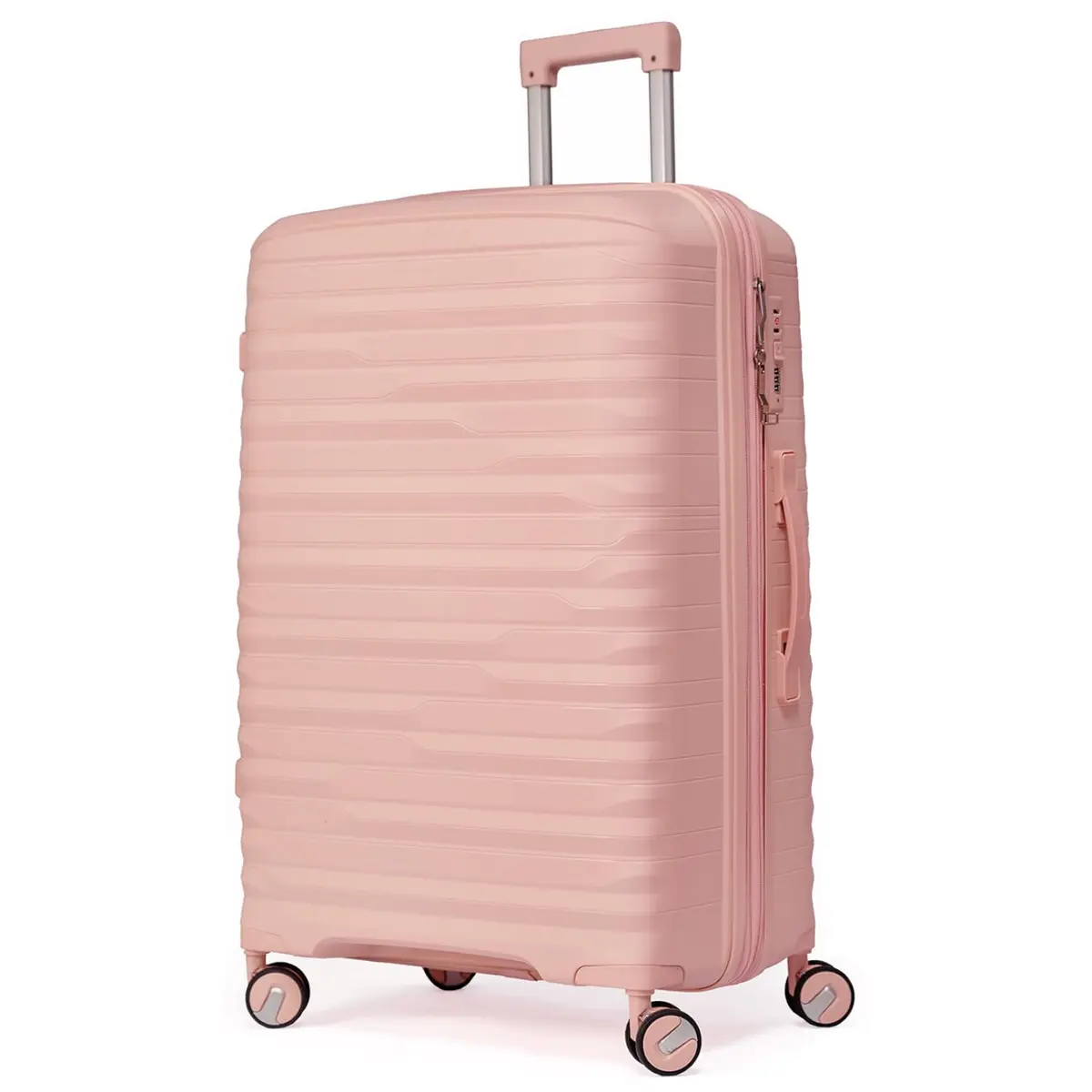 Mala Grande De Viagem 32Kg Polipropileno 8 Rodas 360 Giratória Para Despachar Rígida Leve Tamanho G Viajem Internacional Resistente (ROSA CLARO, Grande)