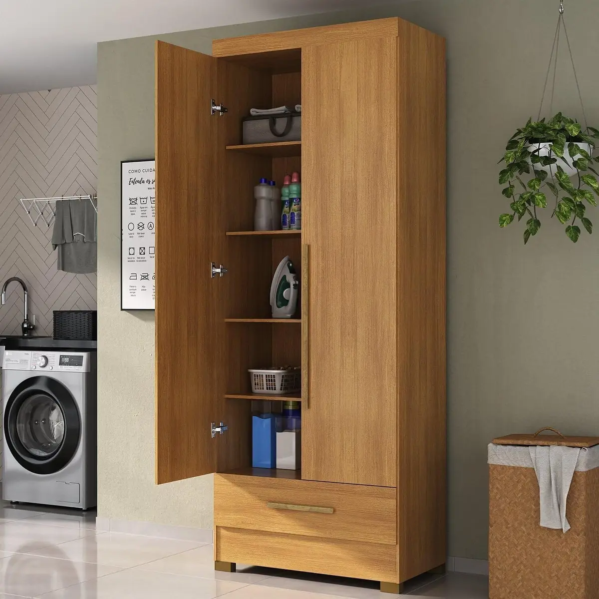 Armário Multiuso 100% MDF 2 Portas 1 Gaveta Smart Espresso Móveis Cinamomo