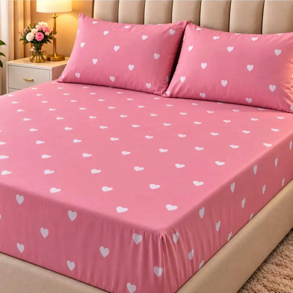 Jogo de Cama Casal Box 3 Peças com Elástico Toque Macio Estampado + 2 Fronhas