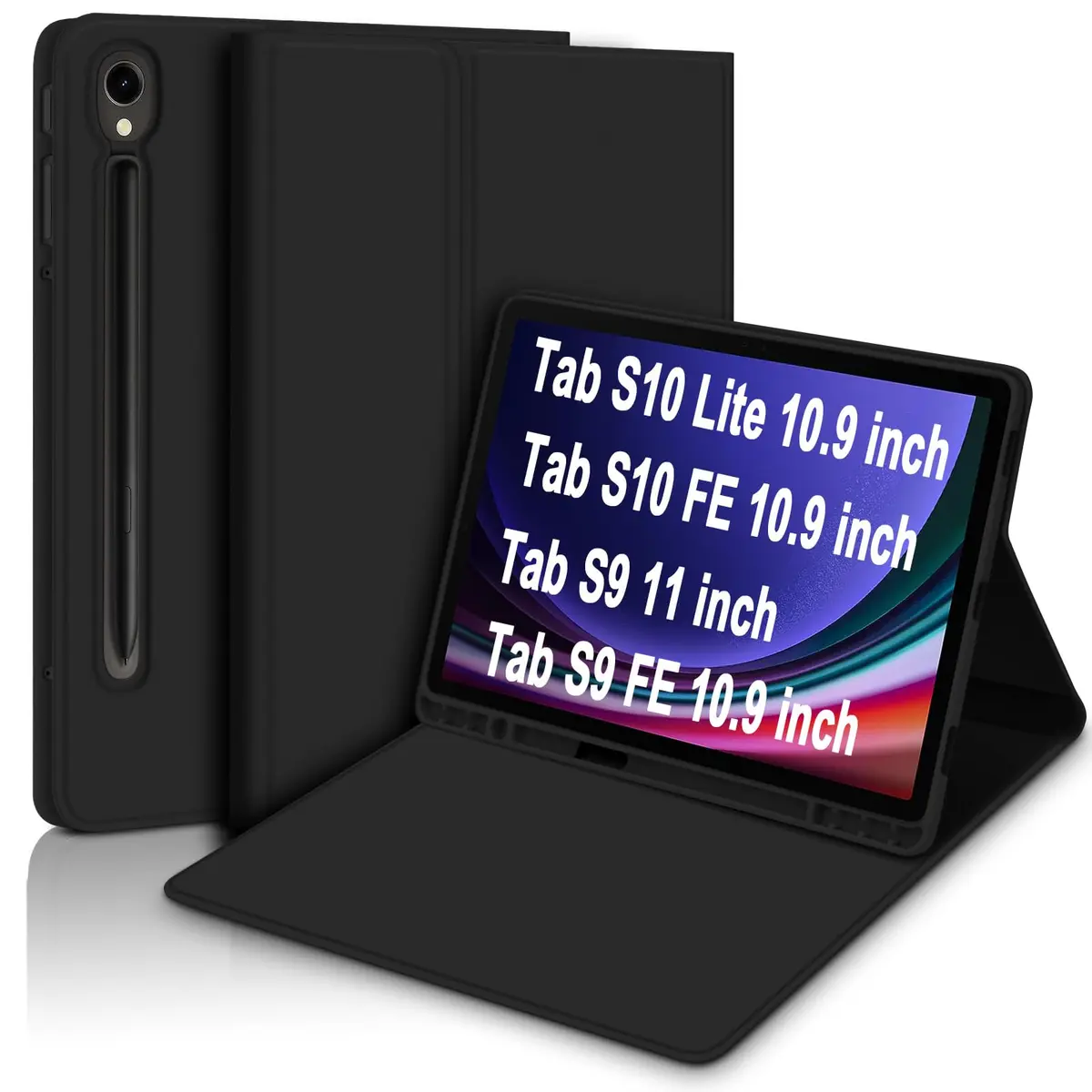 Capa tablet Para Samsung Galaxy Tab S10 Lite/ S10 FE 10.9"/S9 FE 10.9"/S9 11", Case Anti Impacto, com suporte para caneta S, Premium Slim,Flexível e portátil (Preto)