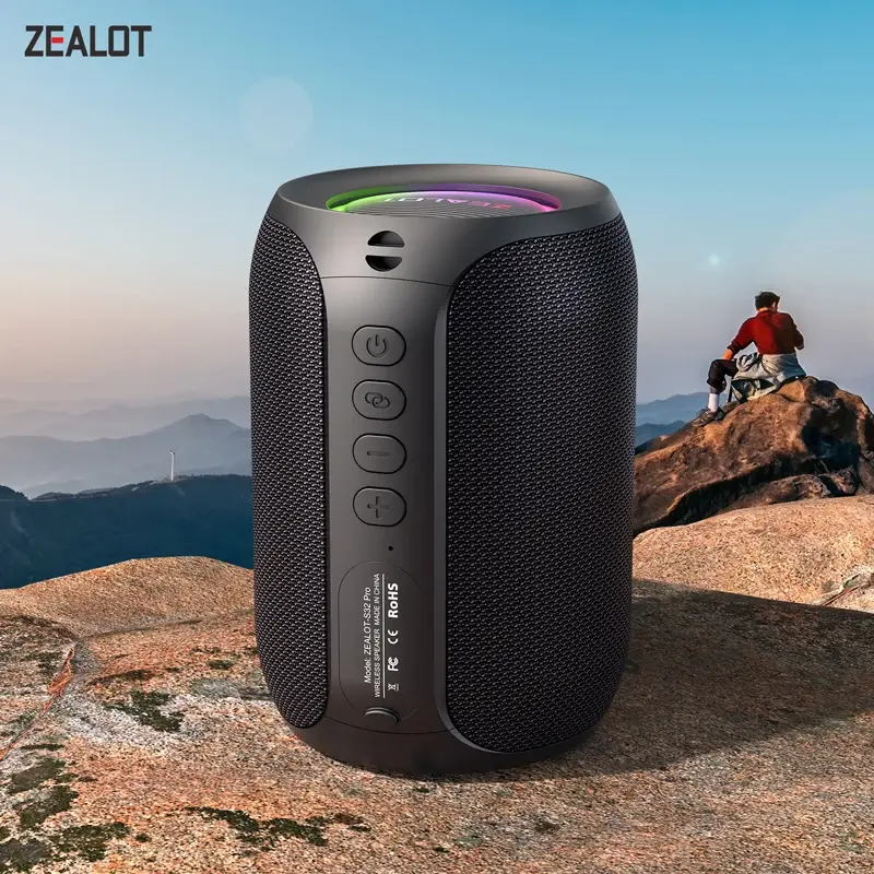 ZEALOT-S32PRO Alto-falante Bluetooth poderoso, baixo sem fio, luz LED, alto-falantes externos, subwoofer, suporte de caixa de som à prova d'água - 1