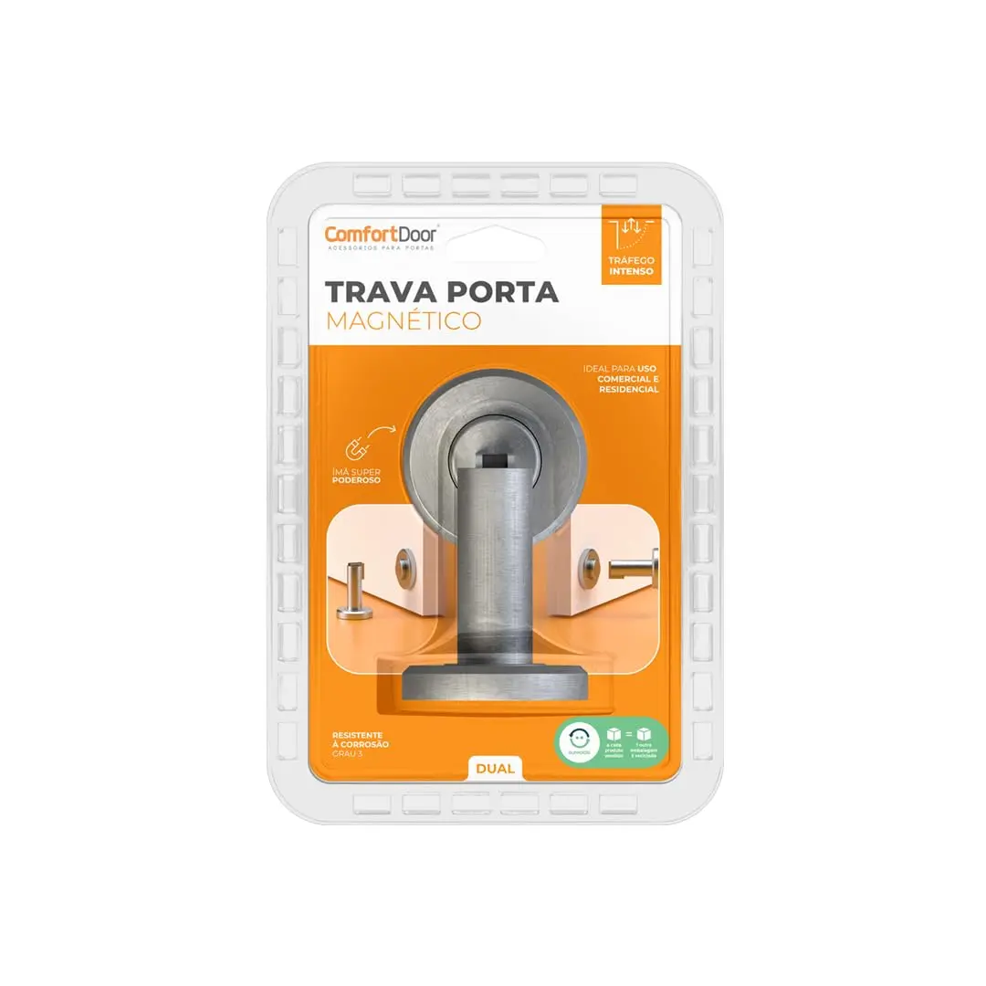 Trava Porta Magnético- Dual - Escovado Cinza - 1