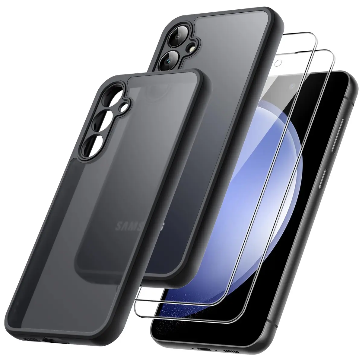 JETech Capa Fosca 3 em 1 para Samsung Galaxy S23 FE, Preto | 2 Protetores de Tela, Pegada Antiderrapante, Proteção da Câmera