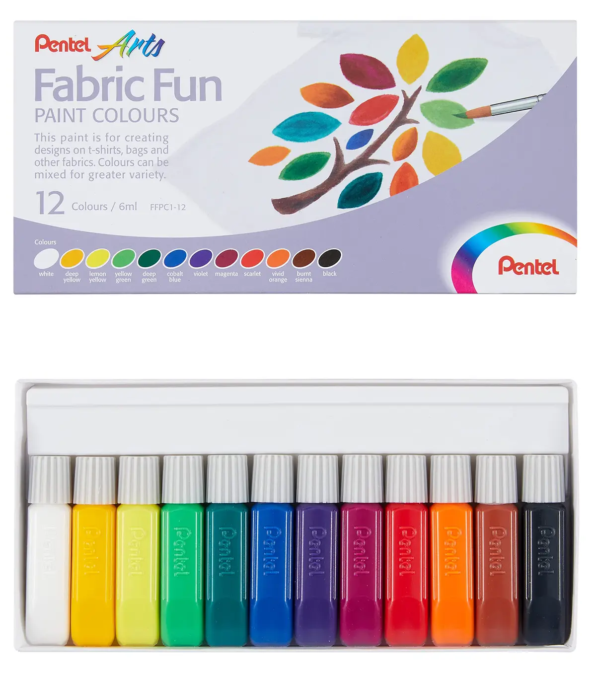 Pentel Tinta Para Tecido Fabric Fun 12 Cores FFPC1-12 - 1