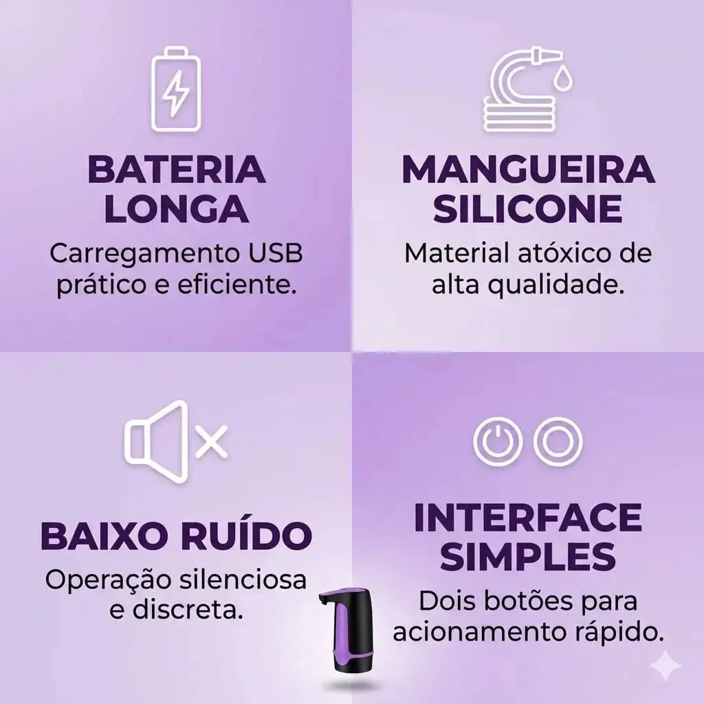 Bomba Elétrica Torneira Galão Água Recarregável Usb 110/220 Preto-Branco thumbnail 8