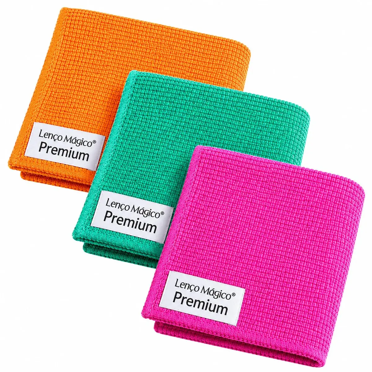 Lenço Mágico - Kit 3 Lenço Premium 15x15cm Original Microfibra Limpa Óculos Celular Câmera Flanela Maior Absorção Maciez Lavável (Variadas) - 1