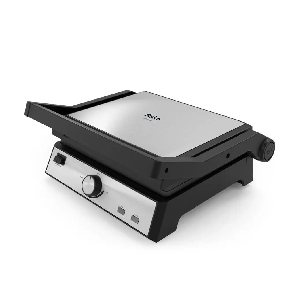 Philco Grill 2 em 1 Chapa com abertura 180° PGR50A 127V Moderno Preto e Inox