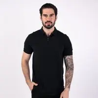 Camisa Polo Aramis Piquet Zíper Monocromática Preta - 1