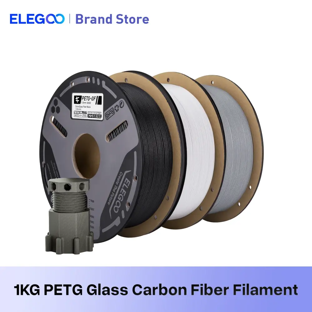 Filamento PETG-GF de fibra de vidro ELEGOO 1,75 mm cinza branco preto 1KG/2KG/5KG/10KG