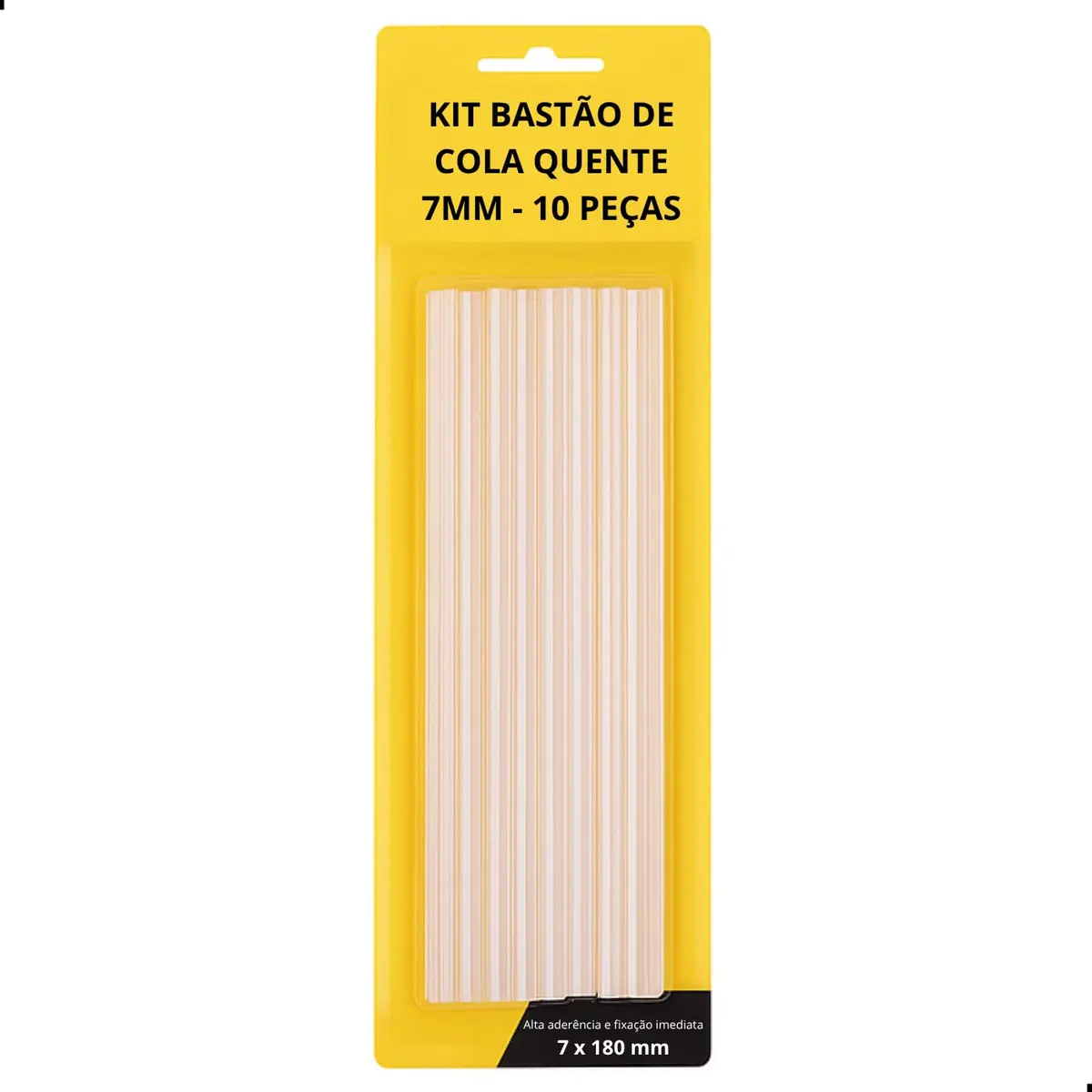 Kit 10 Bastões Cola Quente Transp. 7mm x180mm Alta Aderência Secagem Rápida