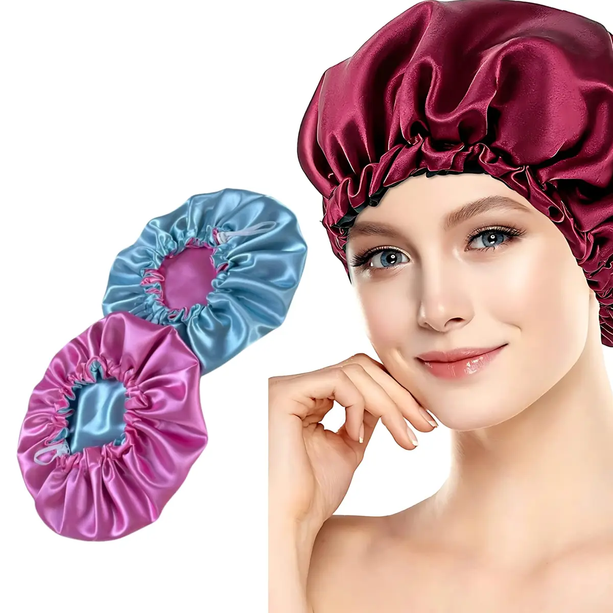 Touca de Cetim Dulpa Face Com Regulagem, Cores Variadas, Cabelos Sem Frizz, Proteção Para Cabelo