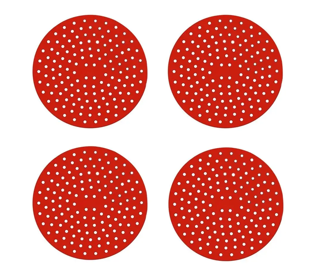 Kit com 4 Almofada de Silicone Para Fogão de Indução Protetor de Boca Cooktop Indução (Vermelho)