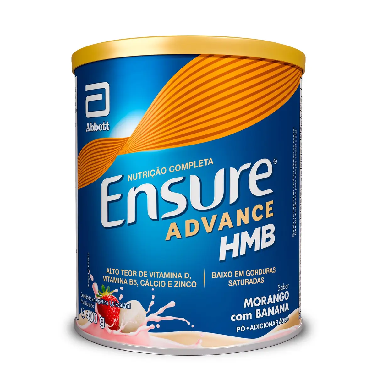 ENSURE Advance Suplemento Nutricional Completo com HMB, Proteínas, 28 Vitaminas e Minerais, Sem Glúten, Pó 400g, Morango com Banana