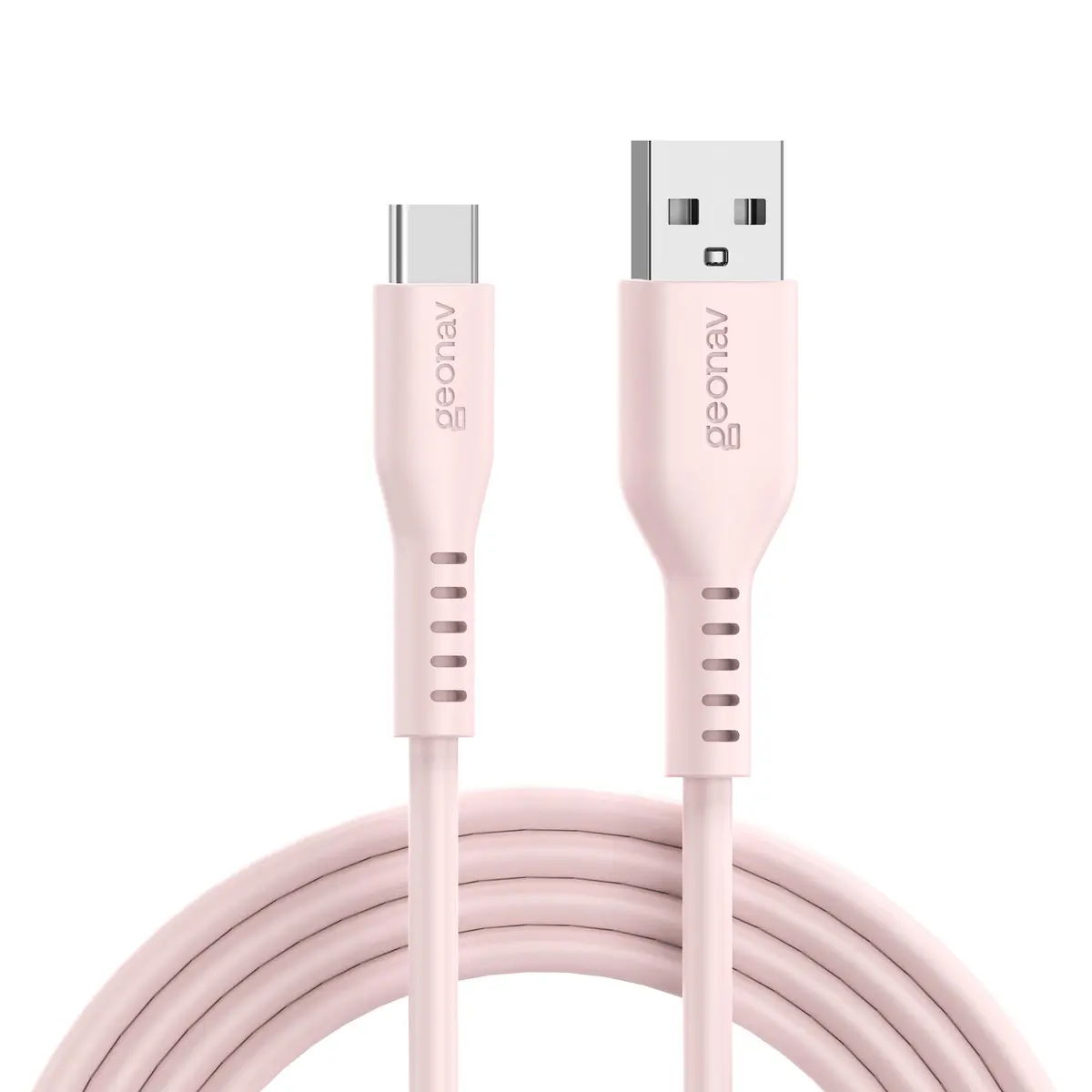 Geonav Cabo de Silicone USB-A para USB-C, carregamento até 38W, Silicone resistente, 1,5m, ESC05SPK, Rosa - 1