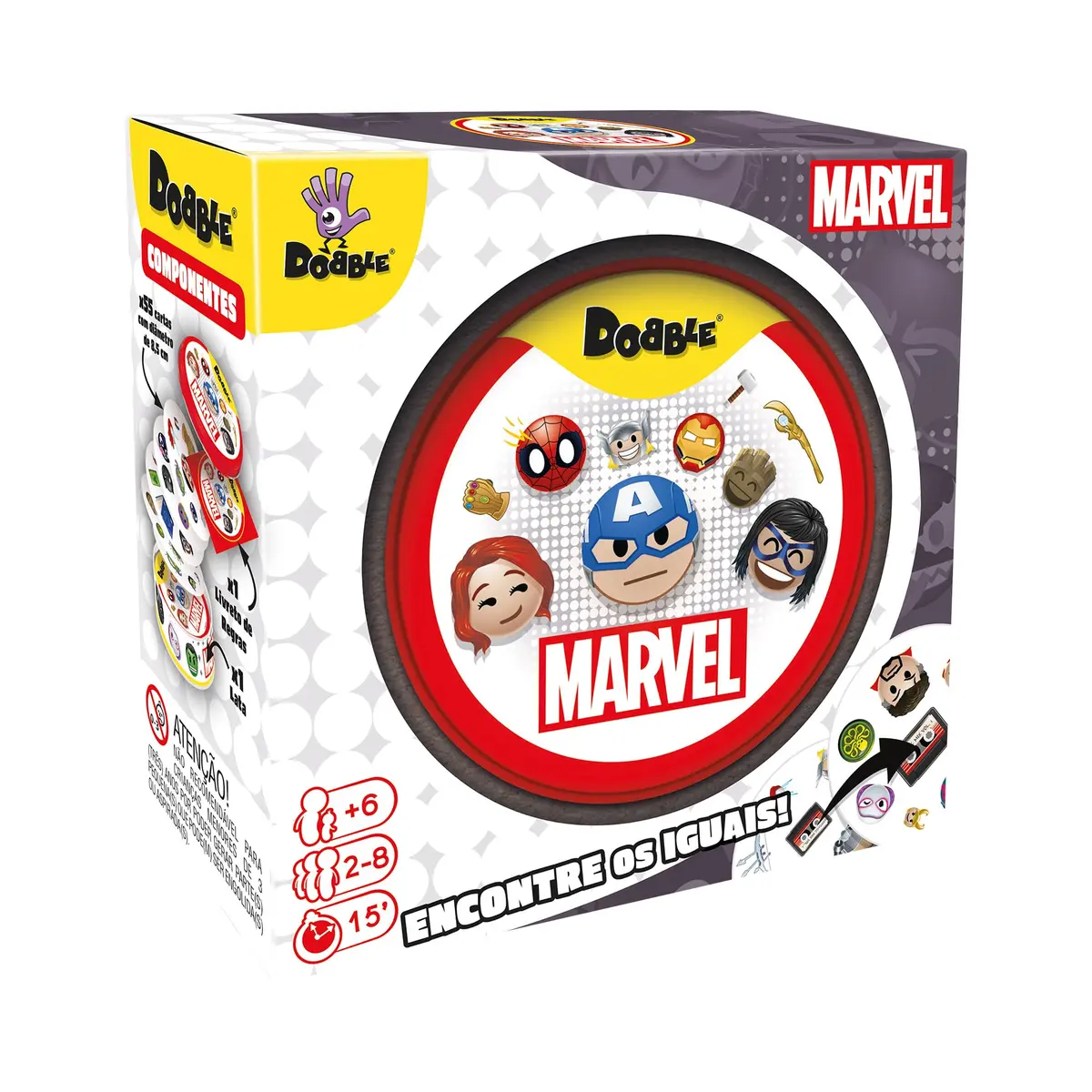 asmodee, Dobble: Marvel Emoji, Jogo de Cartas, 2 a 8 jogadores, partidas de 15 min.