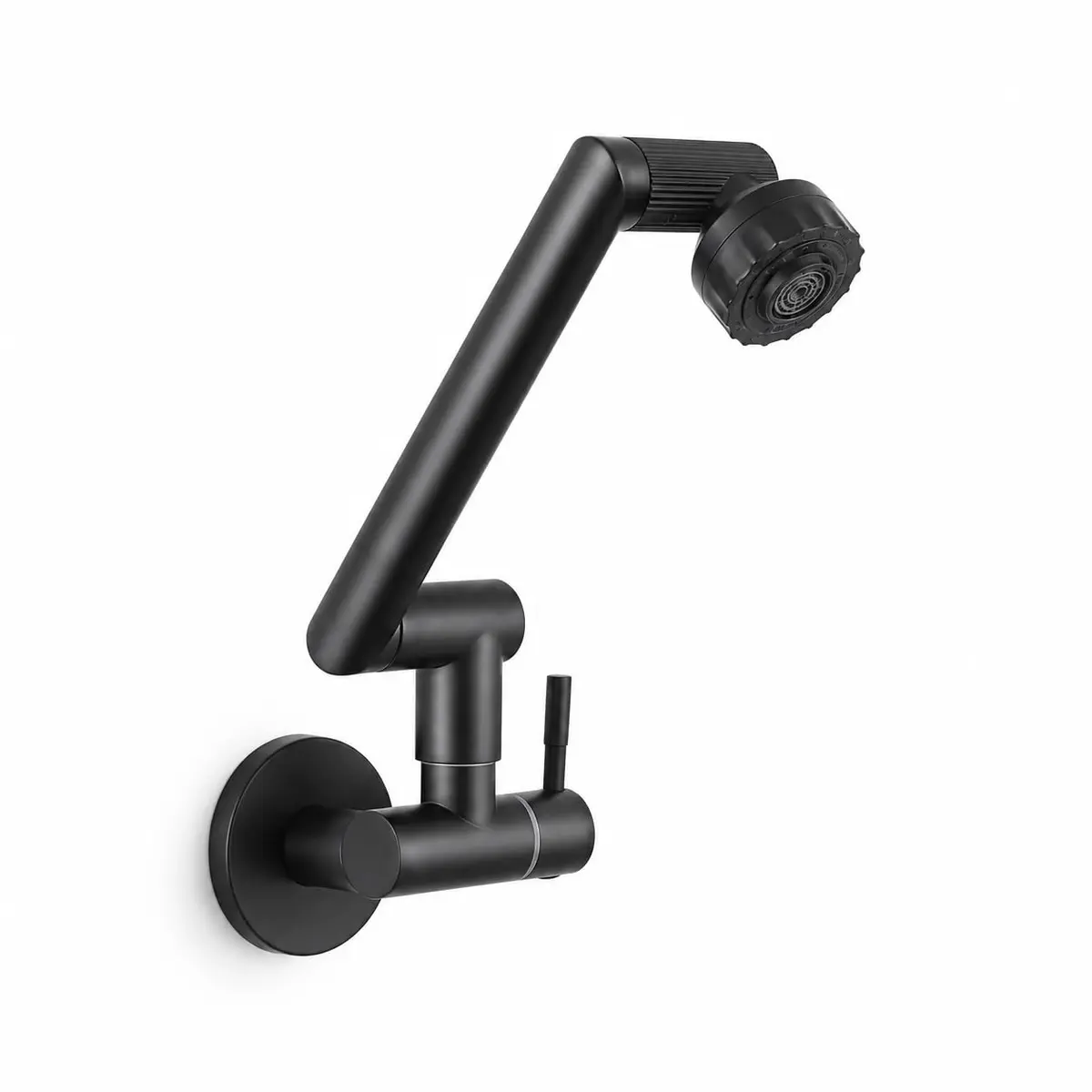 Heemli Torneira Parede 2 Jatos Bica Articulável Água Fria Preta | Torneira Gourmet para cozinha e pia, dois tipos de jato, braço móvel regulável, instalação mural e design funcional