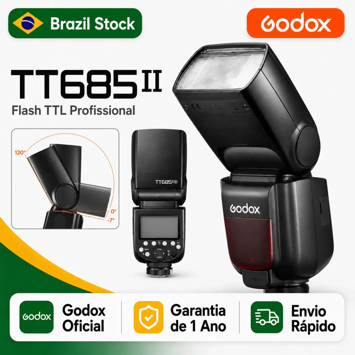 Flash de Câmera Godox TT685II TT685IIC TT685IIS TTL HSS 1/8000s GN60 Speedlite Sem Fio 2.4G Hot Shoe para Câmeras Canon Sony