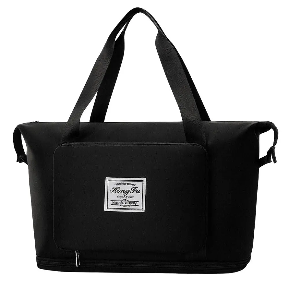 Bolsa Mala Dobrável Expansível e Impermeável Oxford – Ideal Academia e Viagem • Compartimento para Tênis/Roupas Molhadas • Alças Mão e Tiracolo Reforçadas (Preto)