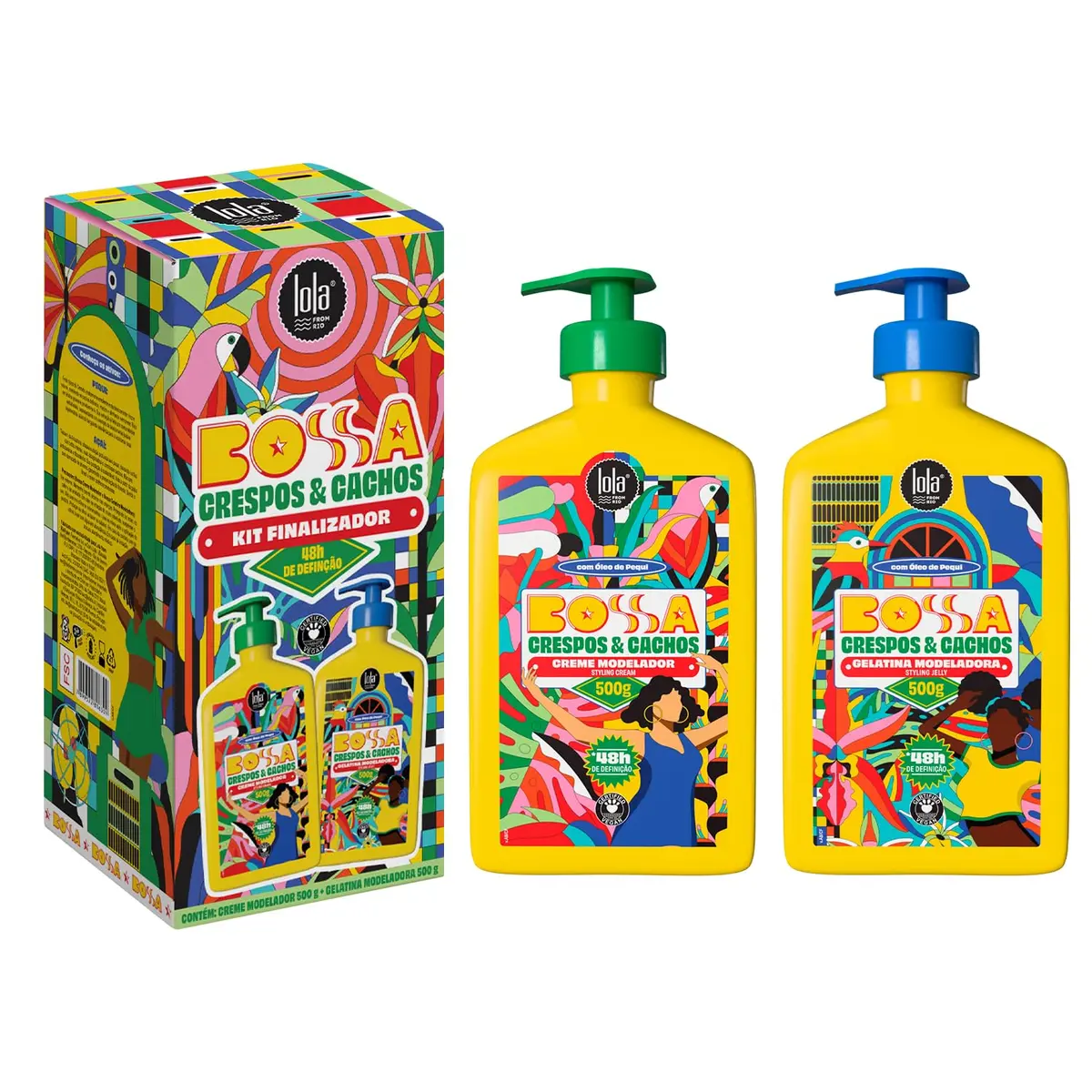 Kit de Modelagem para Cabelos Crespos e Cacheados Lola From Rio | Bossa, Modelador Creme e Gelatina Modeladora
