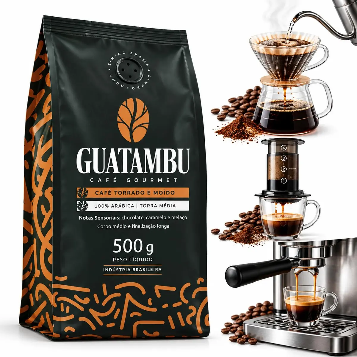 Café Gourmet moído 500g Guatambu - pontuação 85 pontos - sudoeste mineiro - 100% Arábica - Torra Média - Notas de Chocolate, Caramelo e melado de cana - café de verdade para o seu dia a dia. Pontuação: 85 pontos pela SCA. Região: alta mogiana mineira. Ide