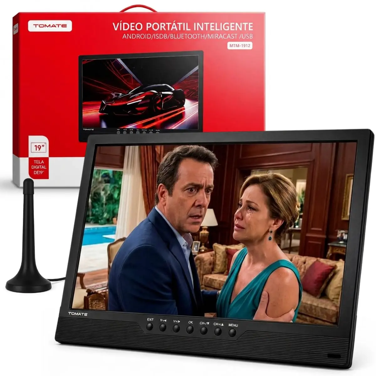 TV Smart Portátil 19" com Android Antena Digital HDMI USB Bluetooth | Com Espelhamento Miracast - 1