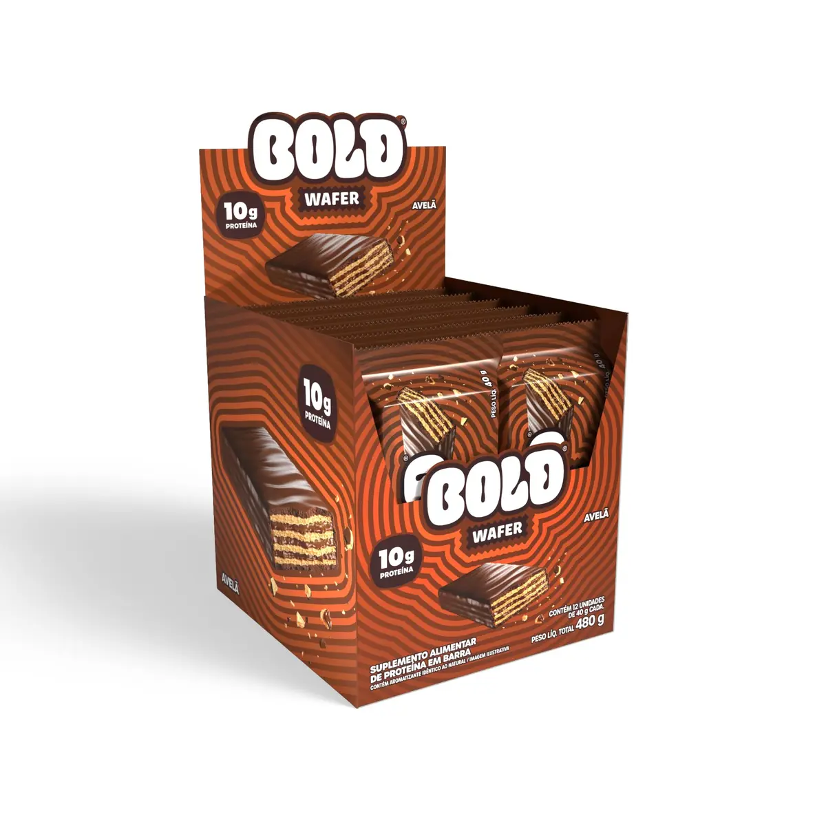BOLD Wafer Proteico 40g 10g Proteína Snack Avelã - 1