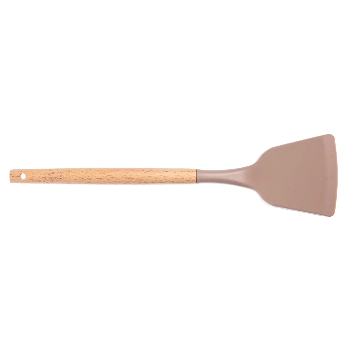 Espatúla Reta - Cucina - Silicone com Cabo em Madeira de Faia - A 32cm - Mocha Mousse - Fracalanza