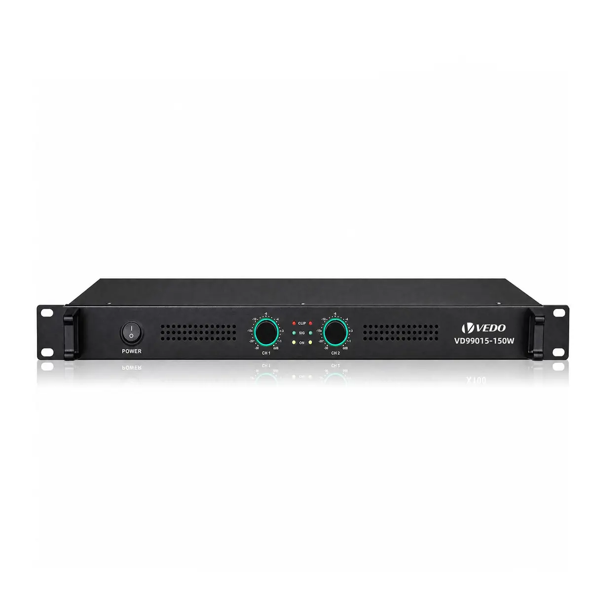 VEDO Amplificador de Potência Digital Classe D 150W×2 8Ω 2 Canais Rack 1U para Áudio Profissional