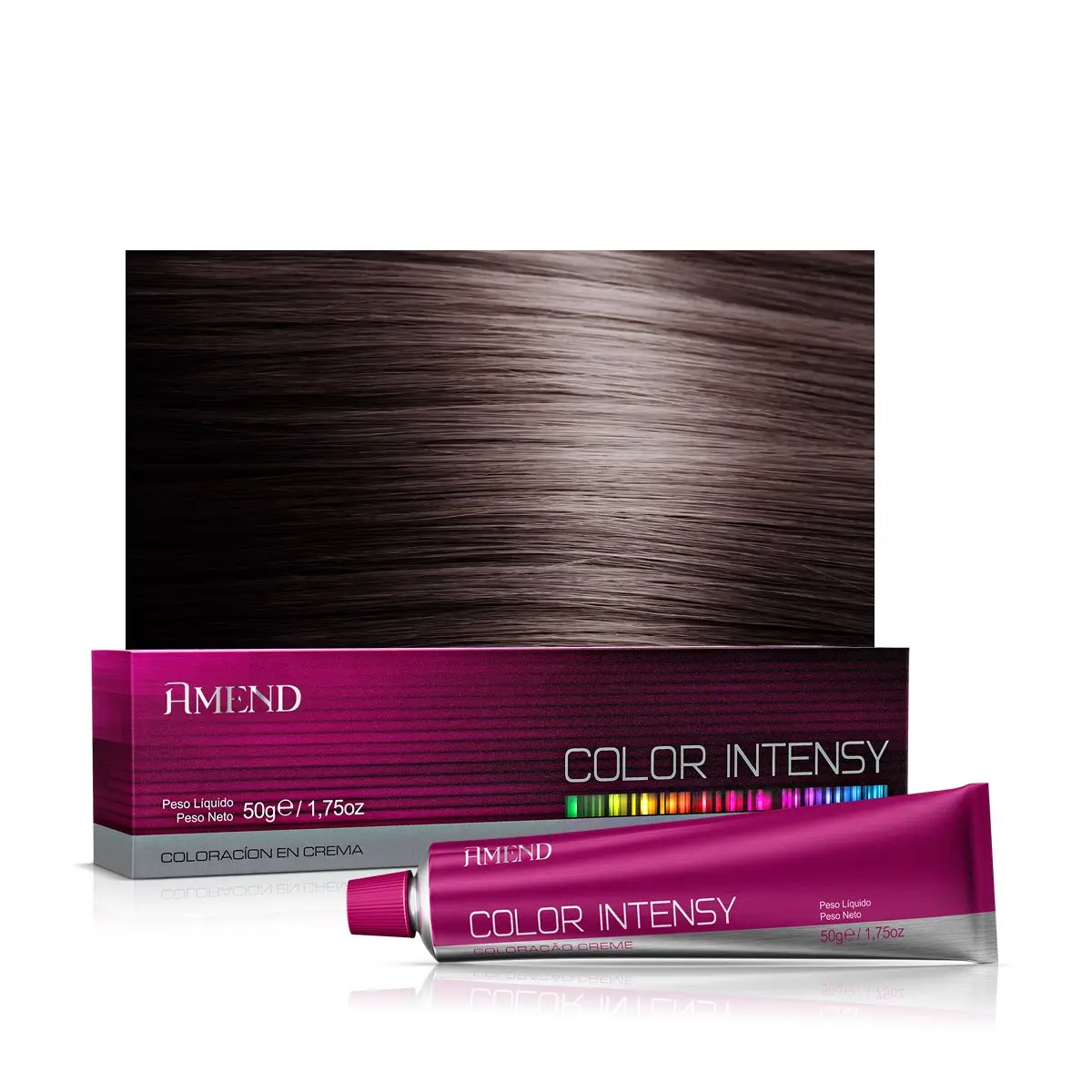 Coloração 3.0 Castanho Escuro 50g | Amend Color Intensy | Castanho escuro profundo com cobertura total dos brancos e brilho duradouro.