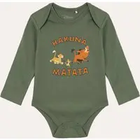 body de algodão infantil manga longa hakuna matata verde - 1