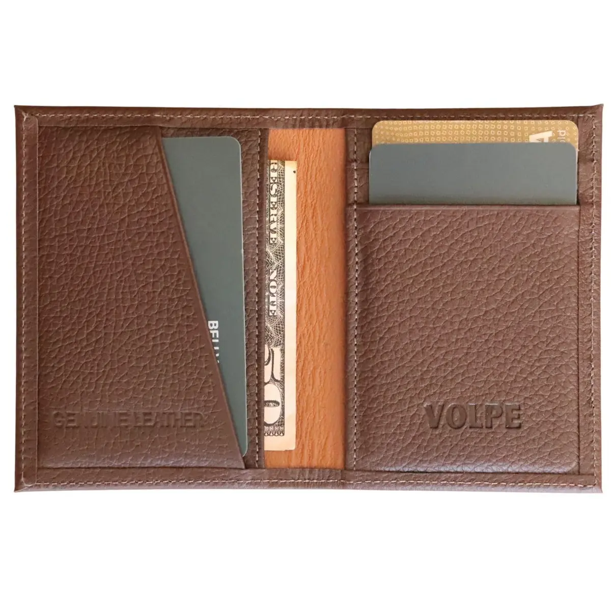 Carteira Masculina Antifurto Proteção RFID Slim Mini Couro Legítimo Cartões Cédulas CNH CIN Loja de Fábrica (Marrom)