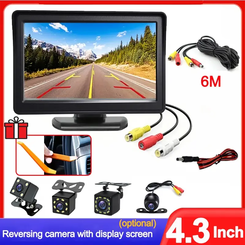 Rear View Camera Monitor Screen, Invertendo Camera for Car Parking, Sistema de Estacionamento, Veículo DashCam Backup Camera, 4.3" - 1