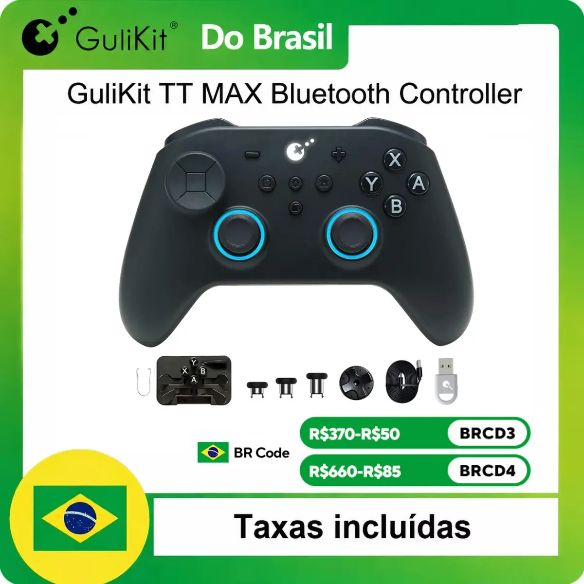 Controle Sem Fio GuliKit TT Max para Nintendo Switch 1/2 com Joysticks TMR Ajustáveis para Windows Android iOS