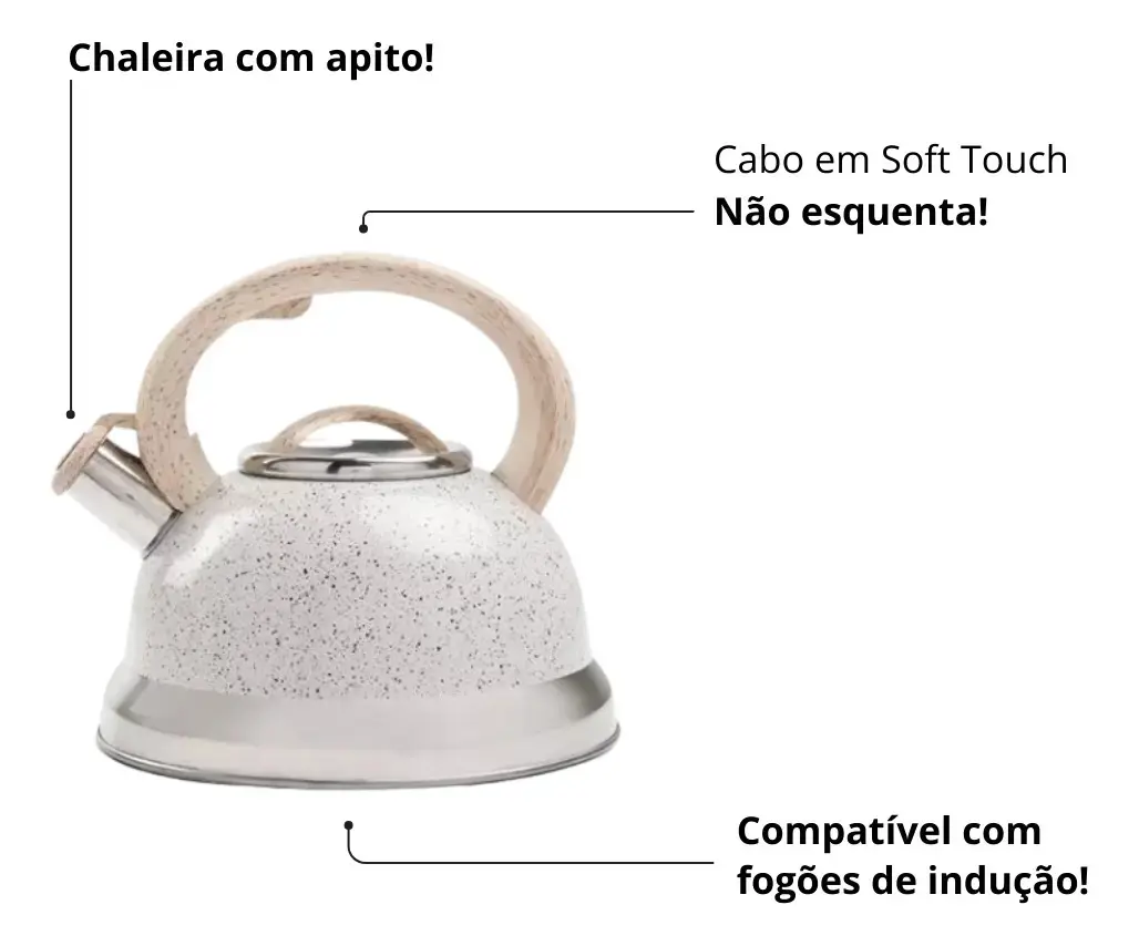 Chaleira Bule Alumínio C/ Apito Roma Vanilla Brinox 2,7 L thumbnail 4