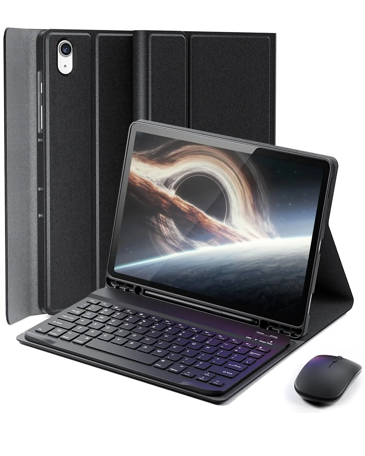 Capa Teclado para iPad 11ª A16 e iPad 10ª Geração 2025/2022 10,9/11 polegadas Capinha com Taclado [Suporte de lápis] com [Mouse] - Preto - 1