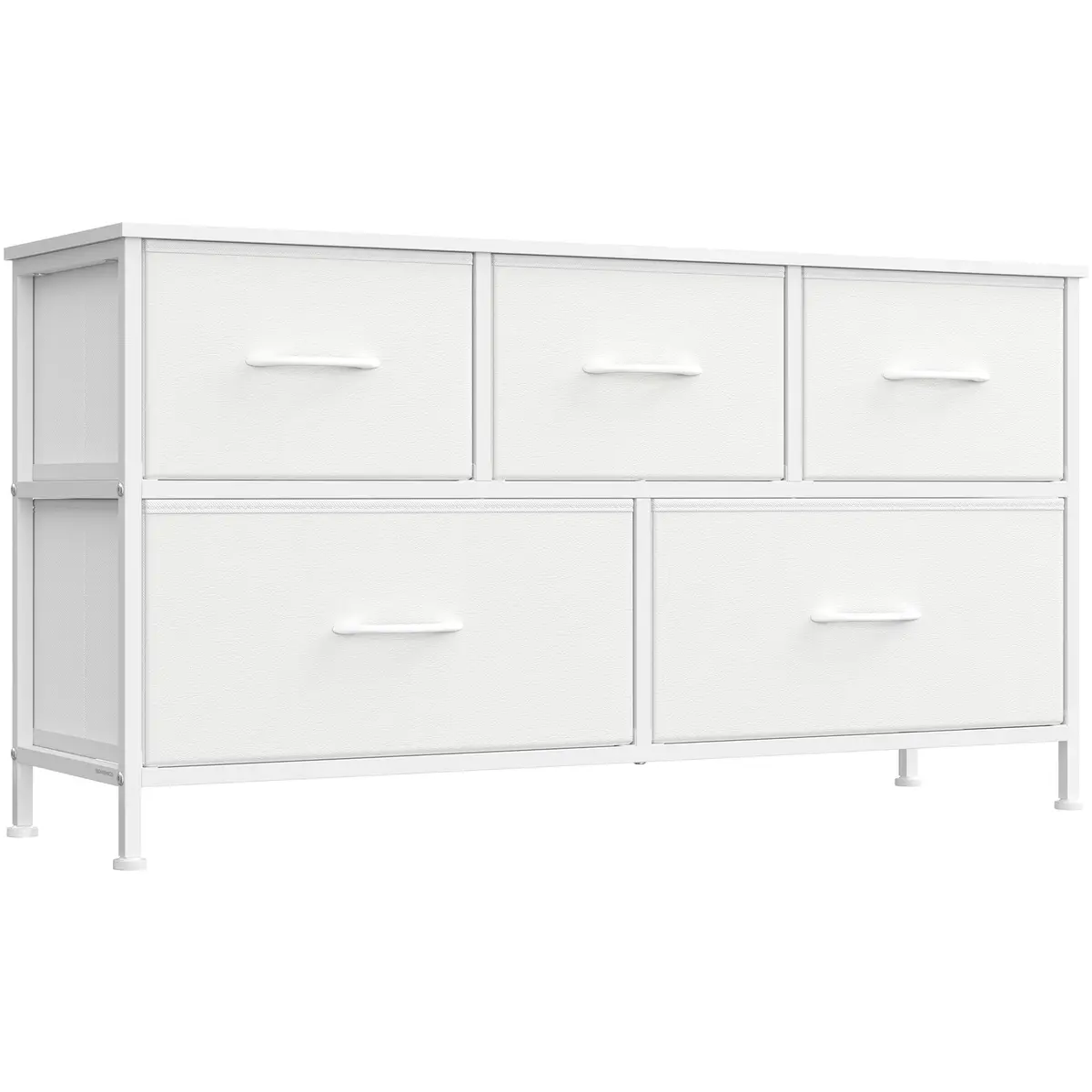 SONGMICS Cômoda com 5 Gavetas de Armazenamento, Unidade de Armazenamento em Aço, MDF e Tecido Não Tecido, para Quarto, Closet, Corredor, Sala de Estar, Branco Nuvem e Branco Neve BRLGS322WH01 - 1