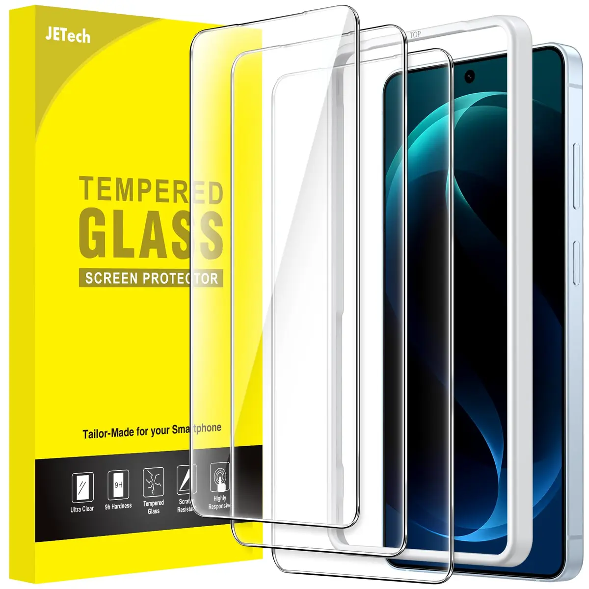 JETech Protetor de Tela para Samsung Galaxy S26 Ultra, 3 Unidades | 9H Película de Vidro Temperado, HD Transparente, Proteção Anti-Riscos, Ferramenta de Instalação Rápida - 1