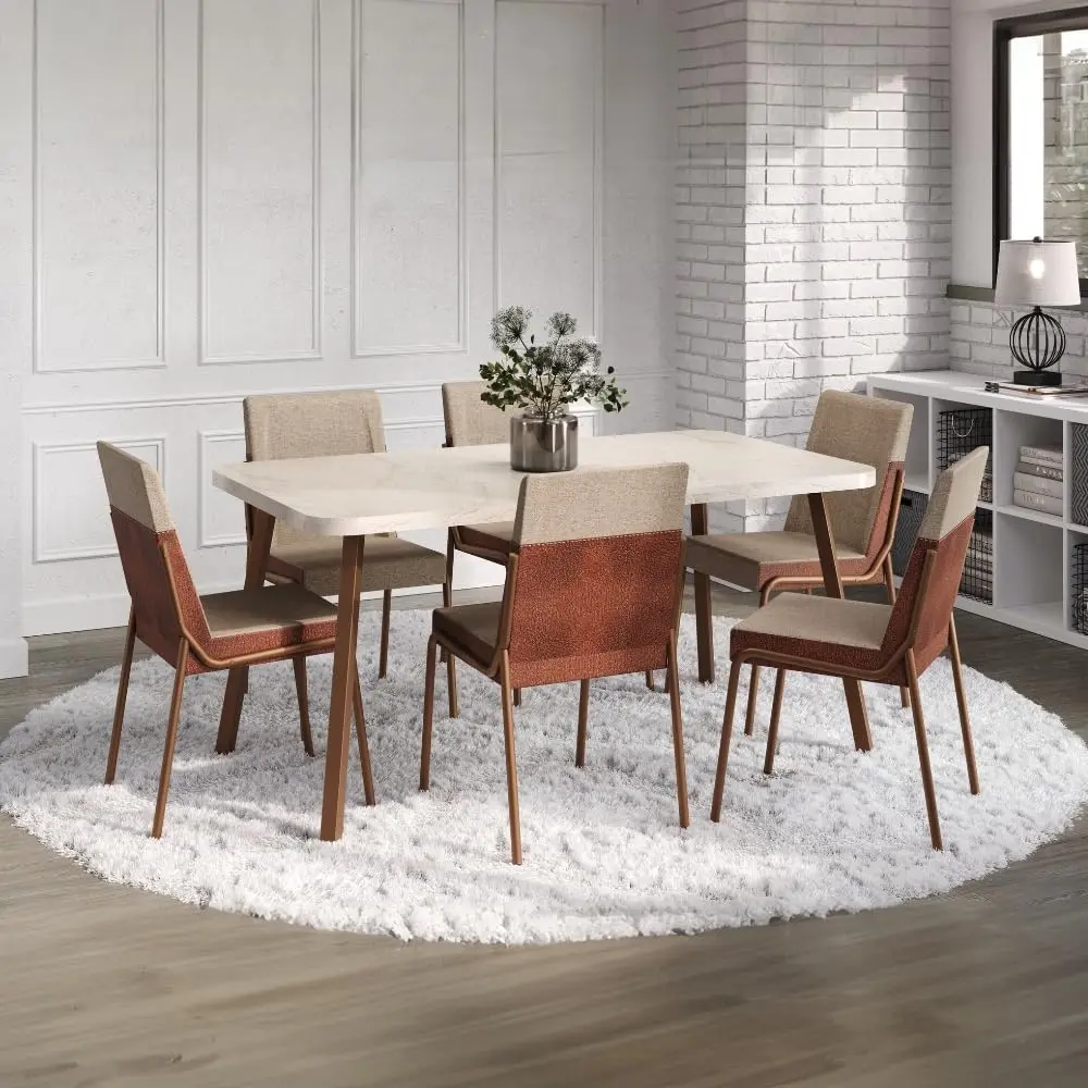 Conjunto Sala de Jantar 6 Cadeiras San Paolo Carraro (Petra e Rosê) - 1