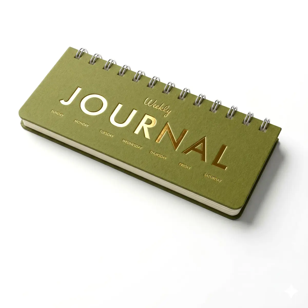 Planner Semanal Premium Bloco de Mesa Compacto 7x17 Espiral 80 Folhas - Verde Musgo