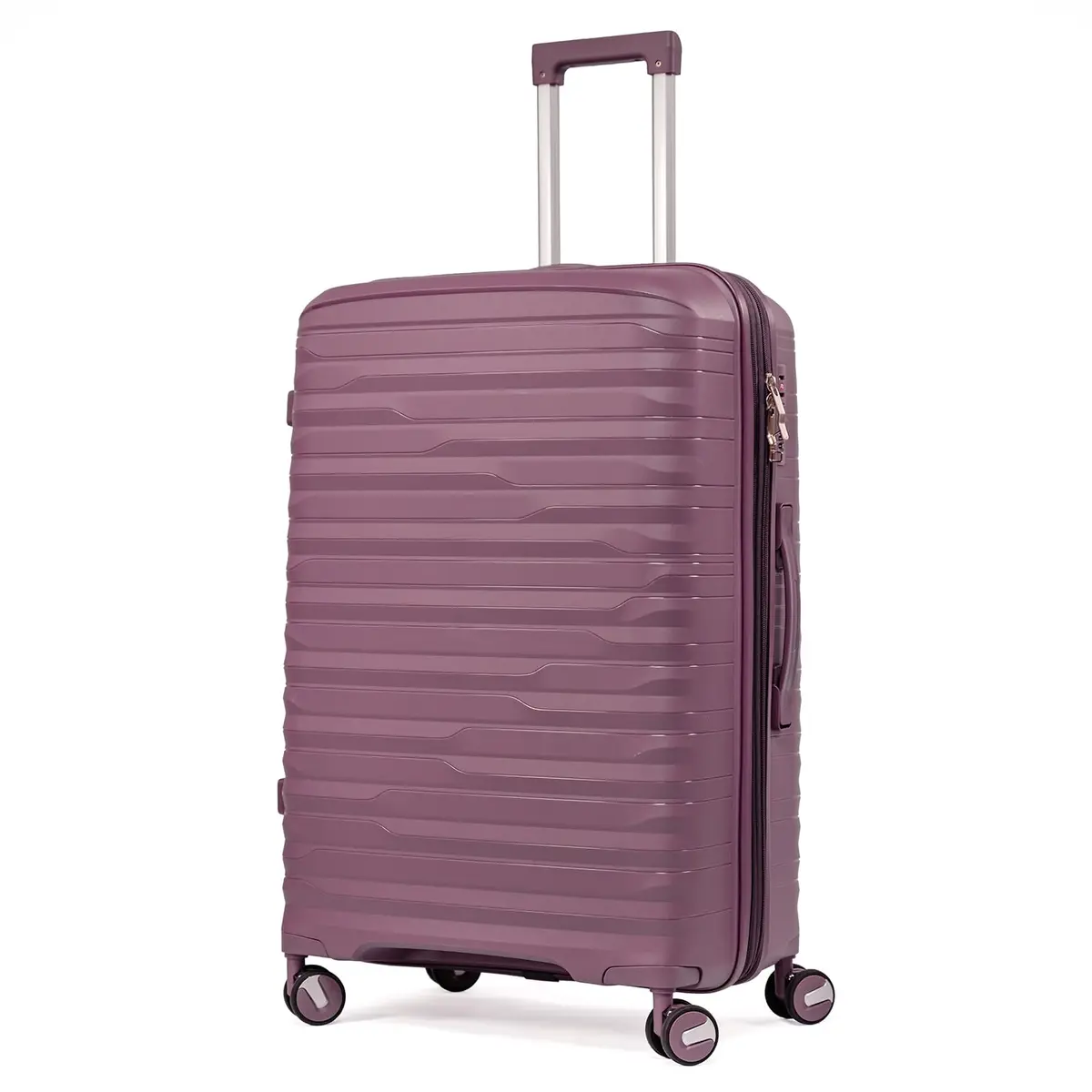 Mala De Viagem Média 23Kg Expansível Polipropileno Rodas Duplas 360 Fibra Rígida Leve Resistente Para Despachar (ROXO, médio) - 1