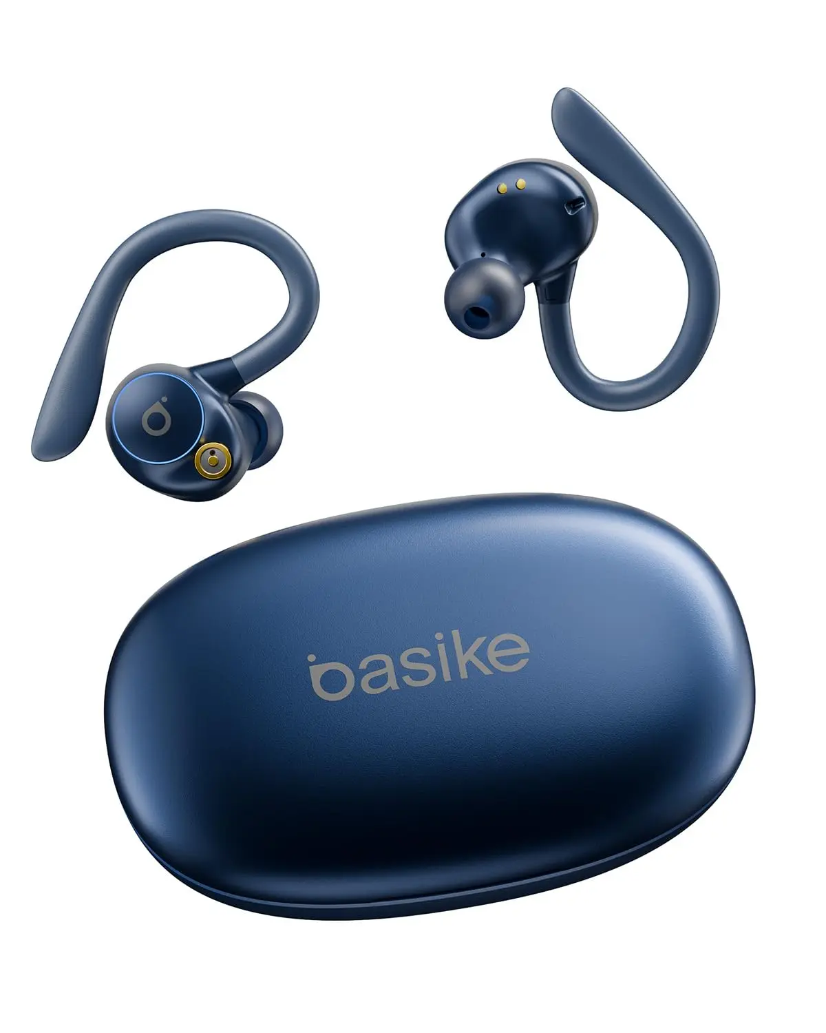 Basike Fone de Ouvido Bluetooth 5.4 Esportivo para Corrida, Intra-Auricular | TWS Som Estéreo Hi-Fi, ENC para Chamadas Claras, Toque Inteligente, IPX5, Display LED, Compatível com Android e iOS (Azul) - 1