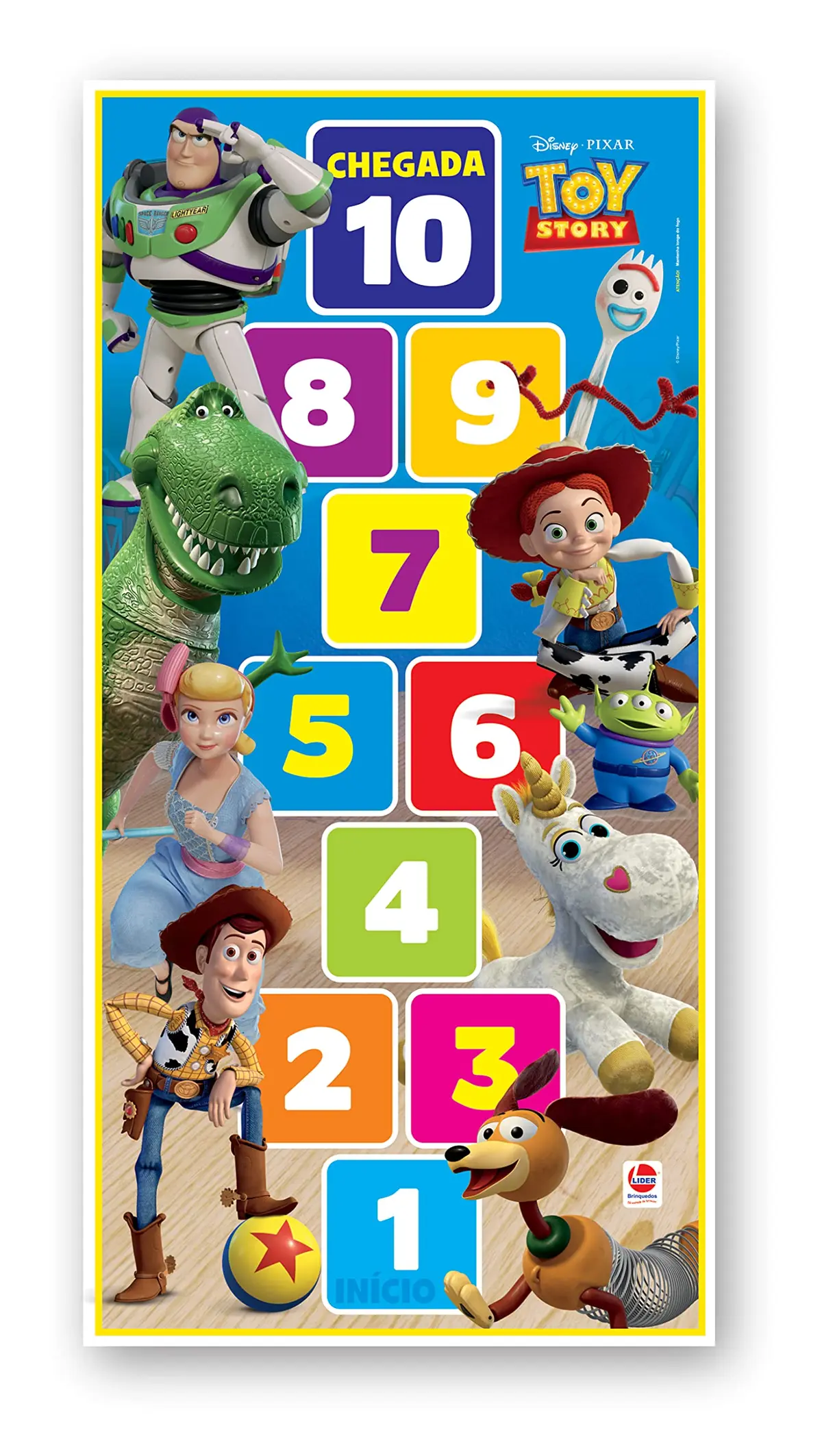 Tapete Amarelinha Toy Story, Lider Brinquedos, Multicor, Lider Brinquedos