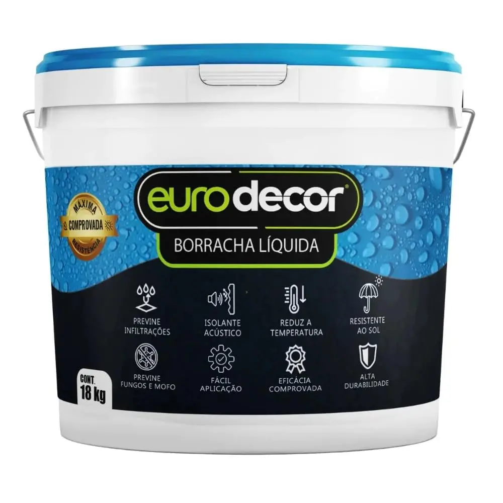 Borracha Líquida Manta Impermeável Premium Euro Decor 18KG Tinta Emborrachada Flexível (Branco Neve)