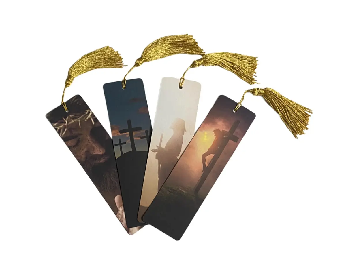 Marcador de Página Premium - Linha fé: Cristo, Textura de Linho, com Tassel, 4 Unidades - Ler & Ser - 1