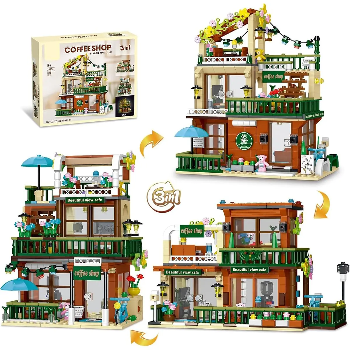 Conjunto de Blocos de Montar Construção para Café – Compatível com Blocos de Montar Construção de 4,9 mm, Presente para Adultos e Crianças - 1