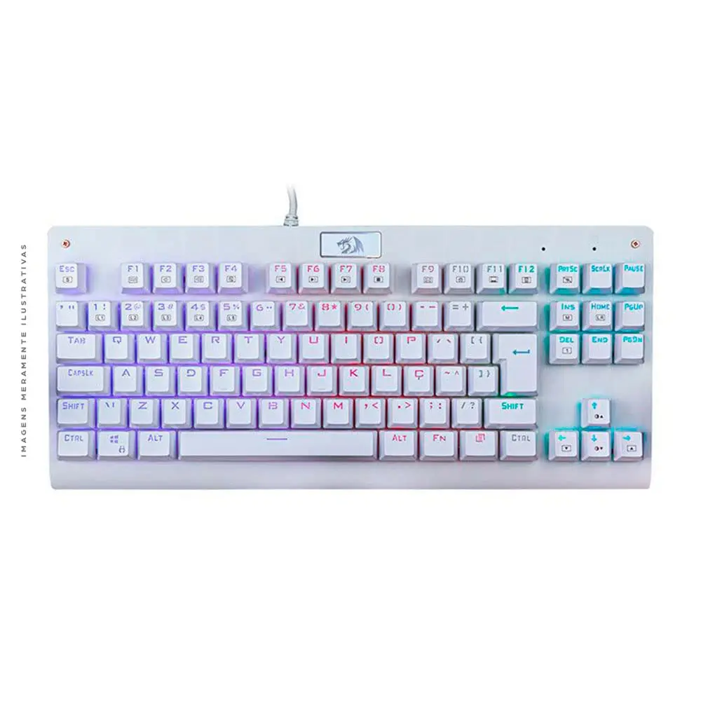 Teclado Mecânico Redragon Dark Avenger RGB Lunar White Switch Vermelho K568W-RGB - 1