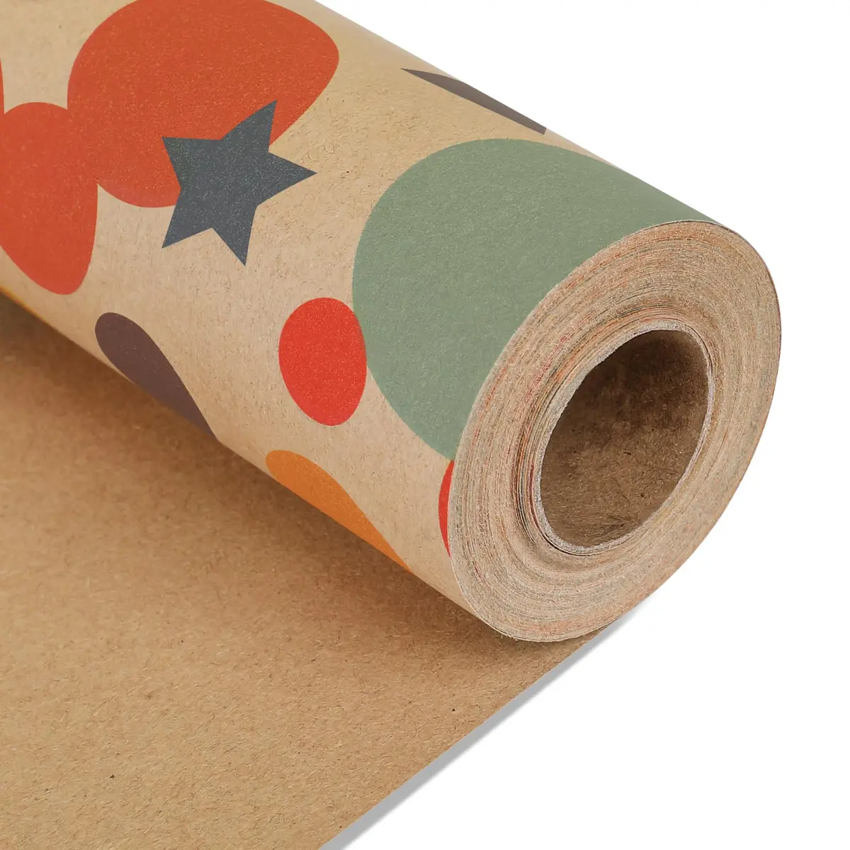 NESCCI Papel de embrulho de aniversário, rolo de papel de embrulho de | Papel de embrulho Kraft, padrão de pontos coloridos para meninos e meninas, perfeito para festa de aniversário, chá de bebê